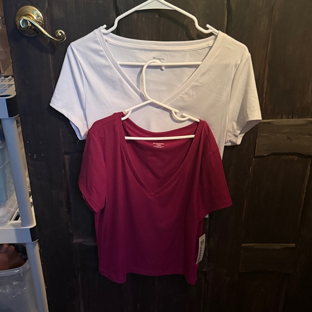 No Boundaries Women's Short Sleeve Crop Tops - White and Pink